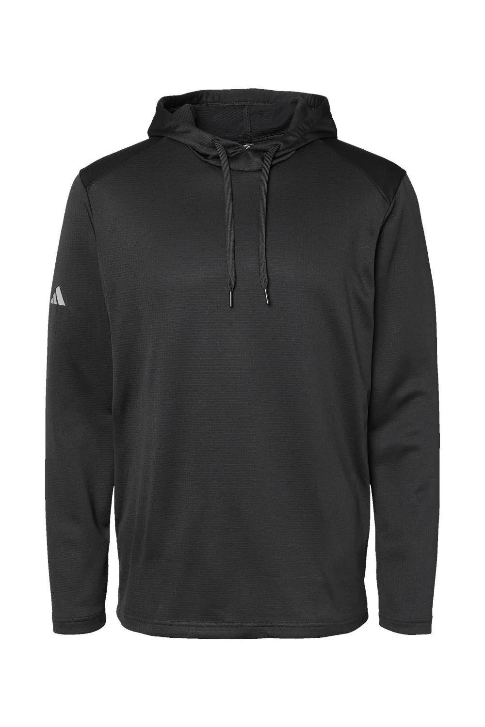 Adidas Mens Textured Mixed Media Hooded Sweatshirt Hoodie - Black
