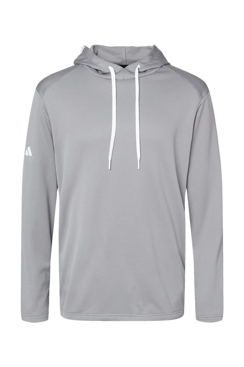 Adidas Mens Textured Mixed Media Hooded Sweatshirt Hoodie - Grey