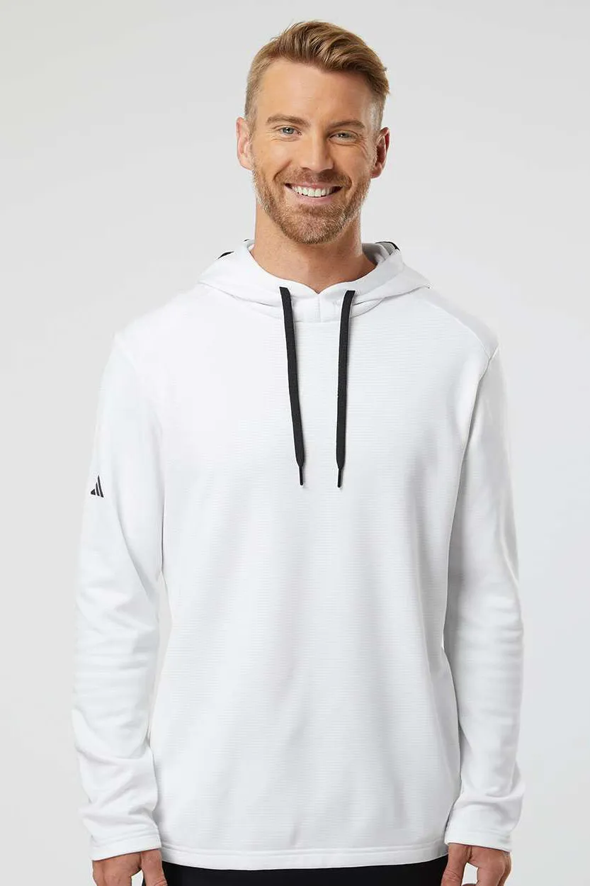 Adidas Mens Textured Mixed Media Hooded Sweatshirt Hoodie - White