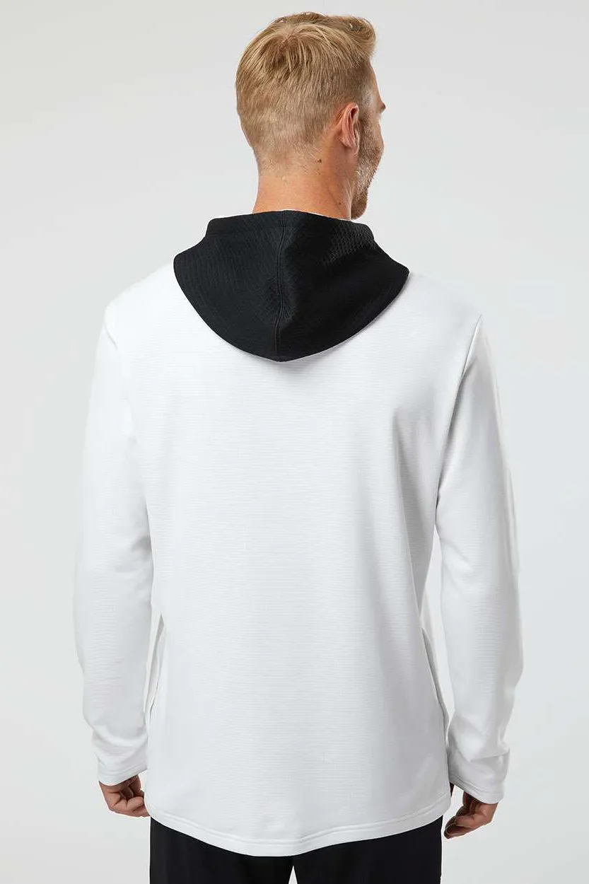 Adidas Mens Textured Mixed Media Hooded Sweatshirt Hoodie - White