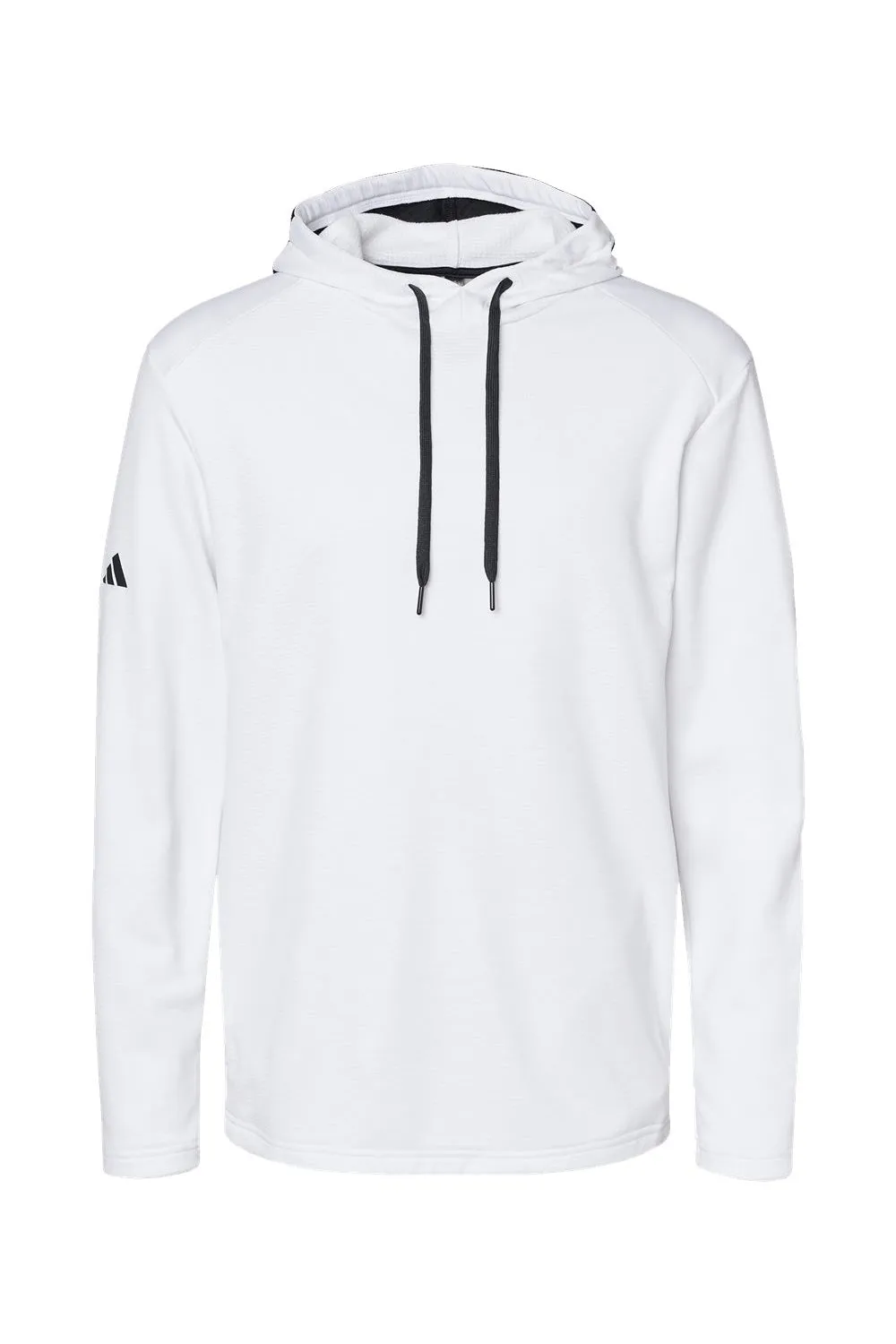 Adidas Mens Textured Mixed Media Hooded Sweatshirt Hoodie - White