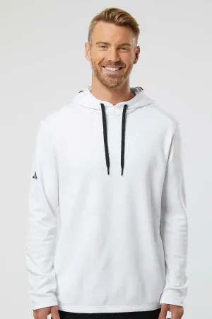 Adidas Mens Textured Mixed Media Hooded Sweatshirt Hoodie - White