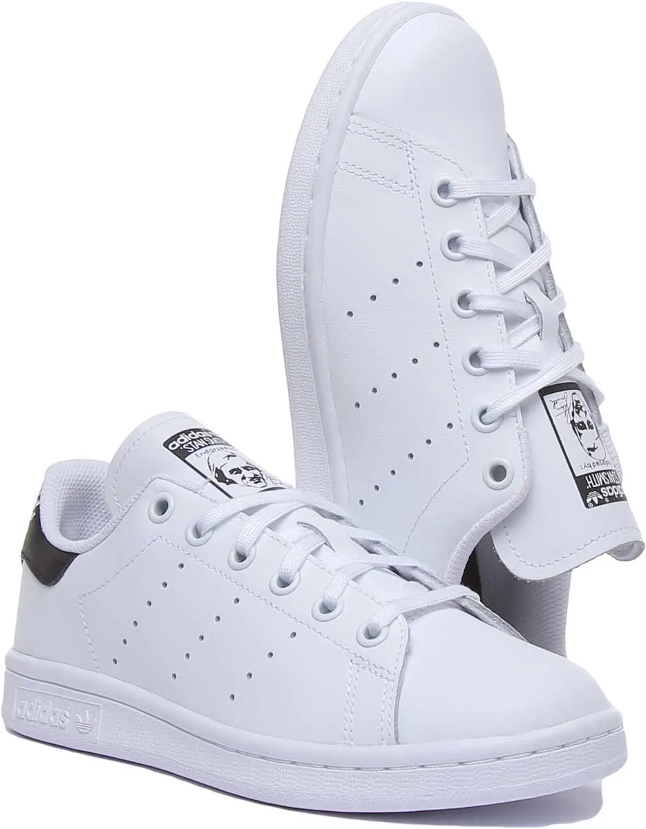 Adidas Stan Smith Leather Trainers In White Black For Youth Shoes Adidas