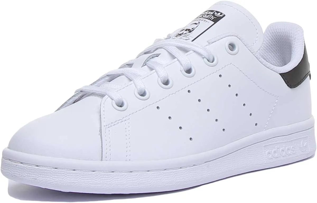 Adidas Stan Smith Leather Trainers In White Black For Youth Shoes Adidas