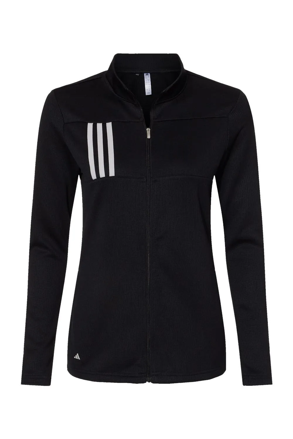 Adidas Womens 3 Stripes Double Knit Moisture Wicking 1/4 Zip Sweatshirt w/ Pockets - Black