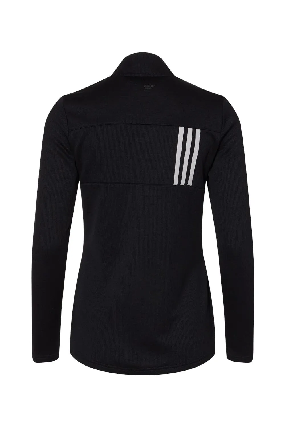 Adidas Womens 3 Stripes Double Knit Moisture Wicking 1/4 Zip Sweatshirt w/ Pockets - Black