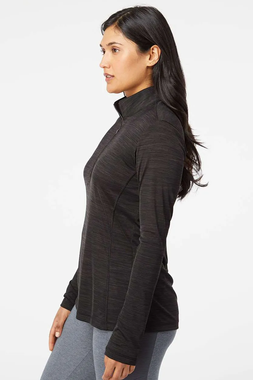 Adidas Womens Moisture Wicking 1/4 Zip Sweatshirt - Black Melange