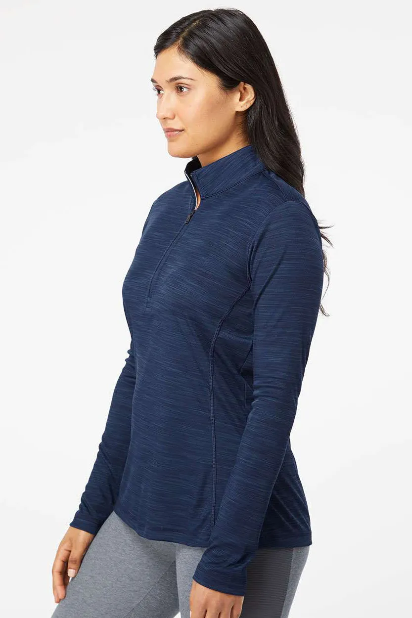 Adidas Womens Moisture Wicking 1/4 Zip Sweatshirt - Collegiate Navy Blue Melange