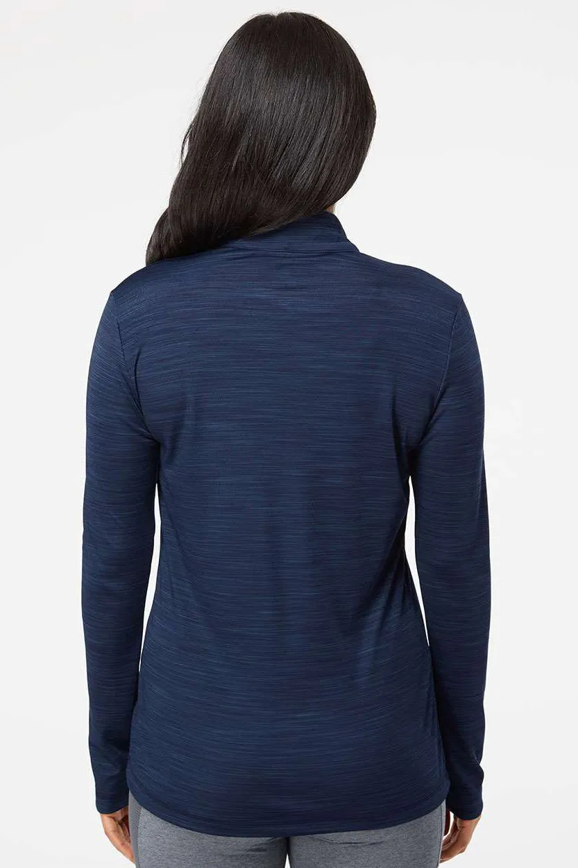 Adidas Womens Moisture Wicking 1/4 Zip Sweatshirt - Collegiate Navy Blue Melange