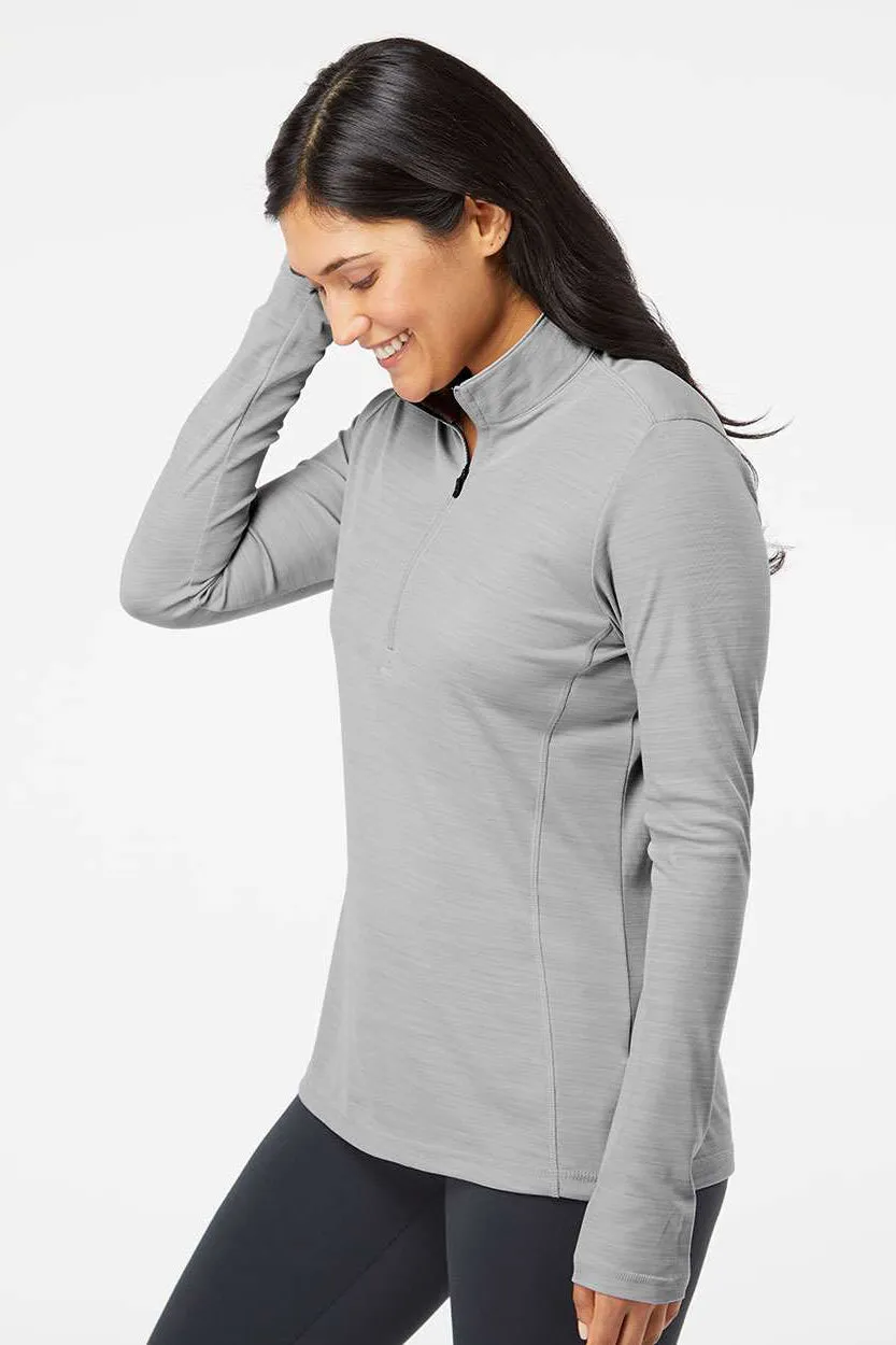 Adidas Womens Moisture Wicking 1/4 Zip Sweatshirt - Mid Grey Melange