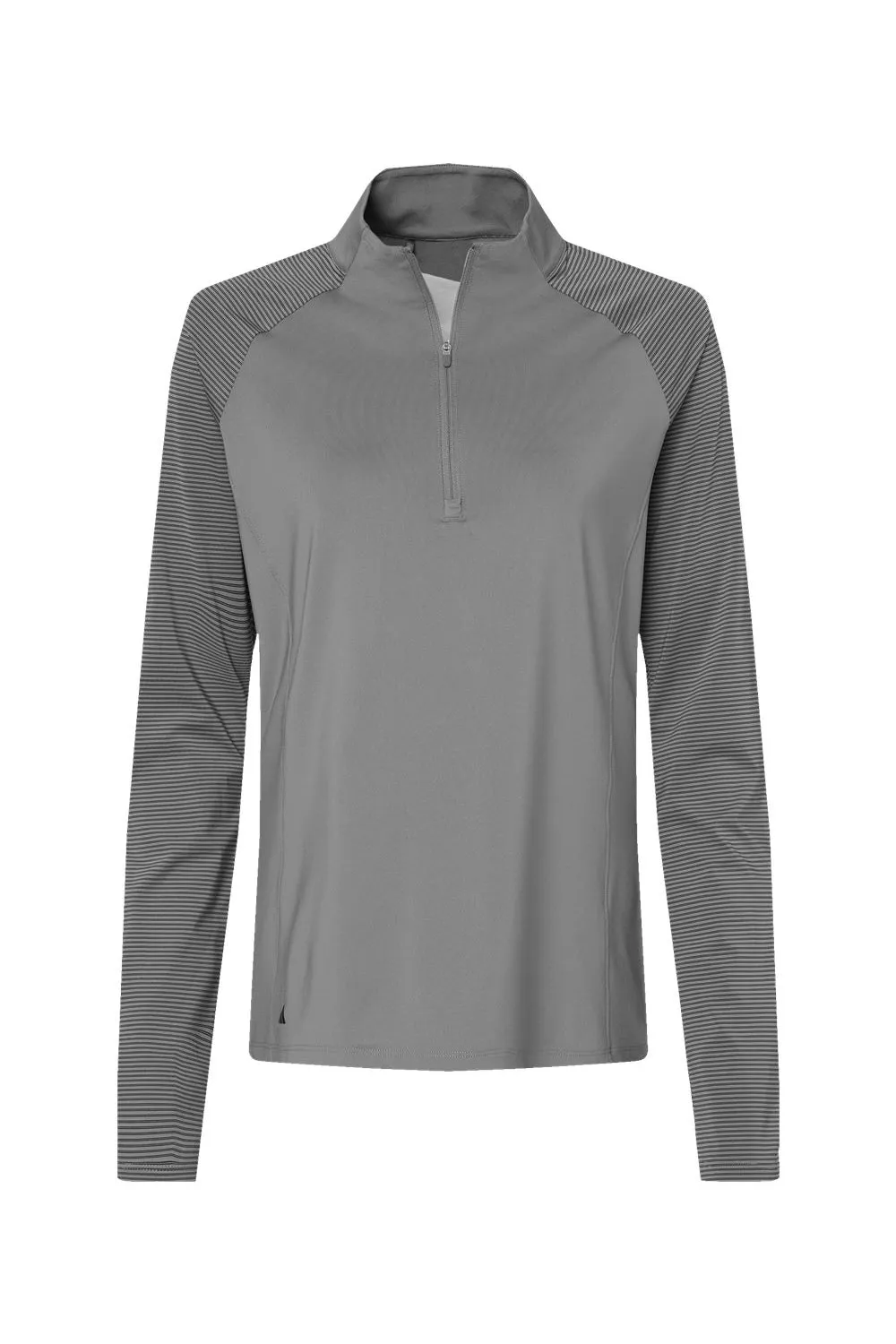 Adidas Womens Stripe Block Moisture Wicking 1/4 Zip Sweatshirt - Grey