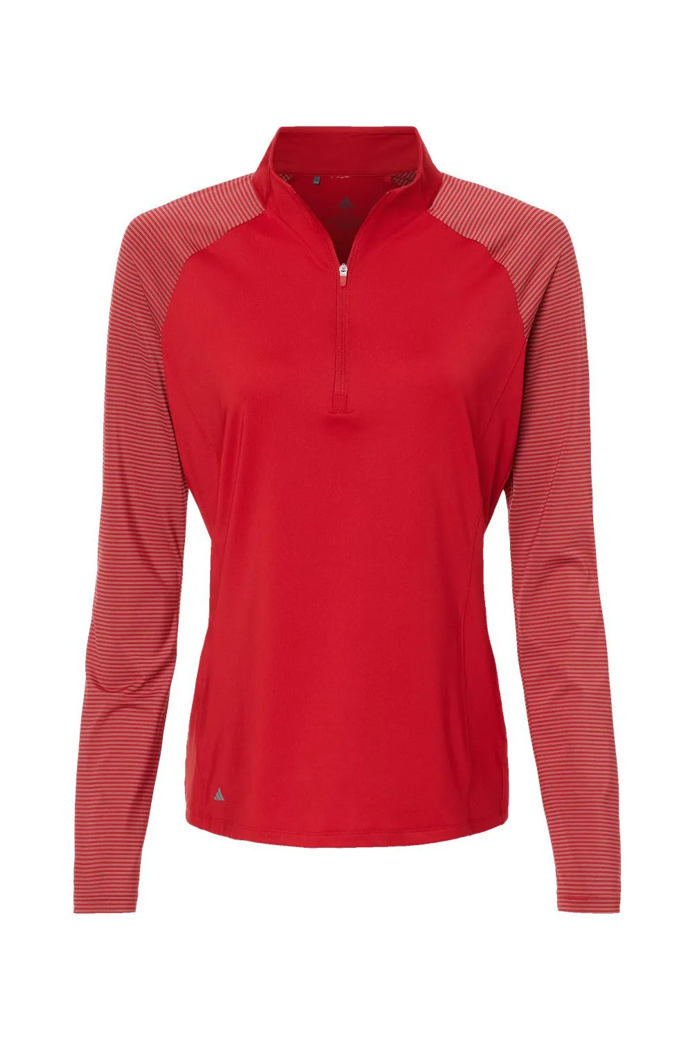 Adidas Womens Stripe Block Moisture Wicking 1/4 Zip Sweatshirt - Team Power Red