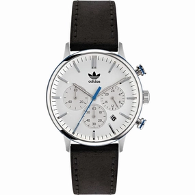 Adidas Men's Watch - Originals Chrono White Dial Black Leather Strap | AOSY22011 Luxury Quartz Watch Quartz Watch Sale