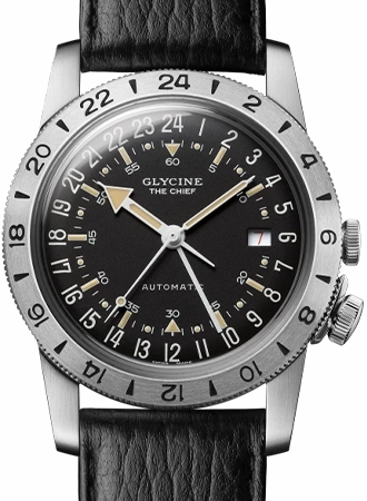 Airman ??The Chief?? GMT Black - Leather Ref. GL0465,automatic watch,automatic watches for men,automatic watches for women,luxury automatic watch,minimalist automatic watch,dress automatic watch,vintage automatic watch,automatic watch sale