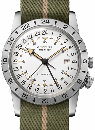 Airman ??The Chief?? GMT White - Military Nylon Strap Ref. GL0473,automatic watch,automatic watches for men,automatic watches for women,luxury automatic watch,minimalist automatic watch,dress automatic watch,vintage automatic watch,automatic watch sale