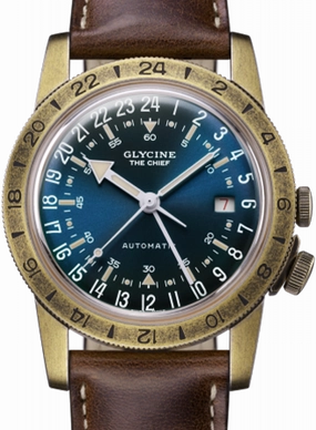 Airman Vintage "The Chief" GMT Aged Blue Ref. GL0308,automatic watch,automatic watches for men,automatic watches for women,luxury automatic watch,minimalist automatic watch,dress automatic watch,vintage automatic watch,automatic watch sale