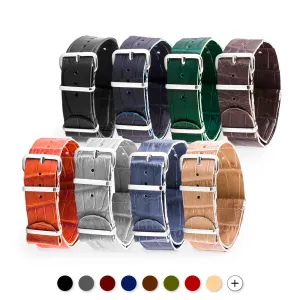 a??Leather 100% Wild nato strap - Wild alligator (black, brown, blue, grey...) Luxury watch bands Limited edition watch bands