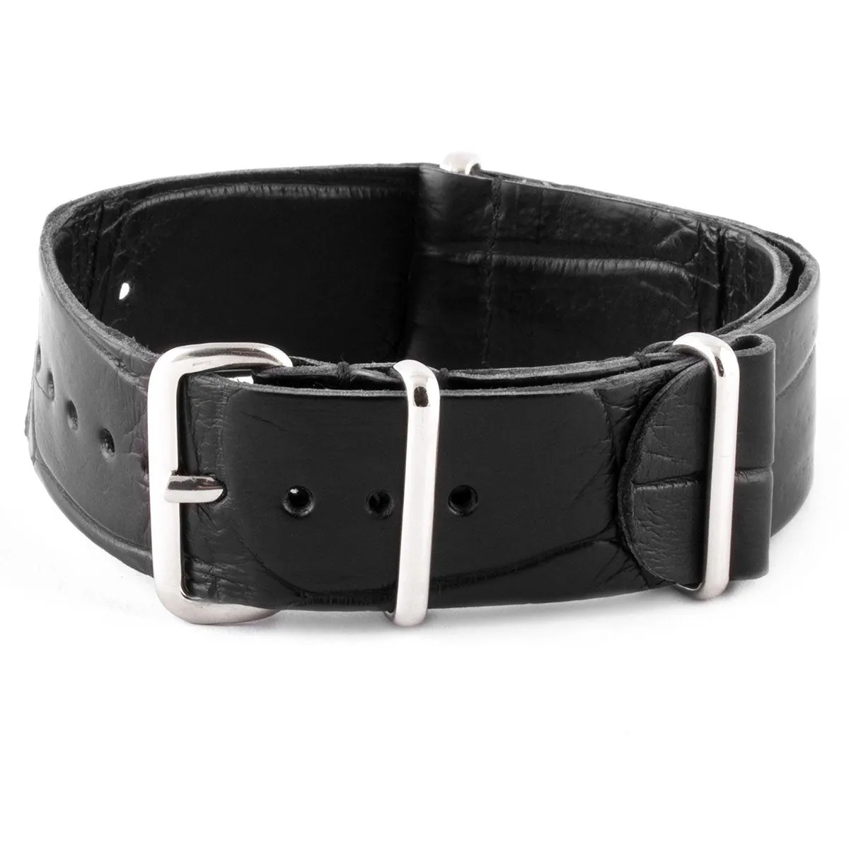 a??Leather 100% Wild nato strap - Wild alligator (black, brown, blue, grey...)