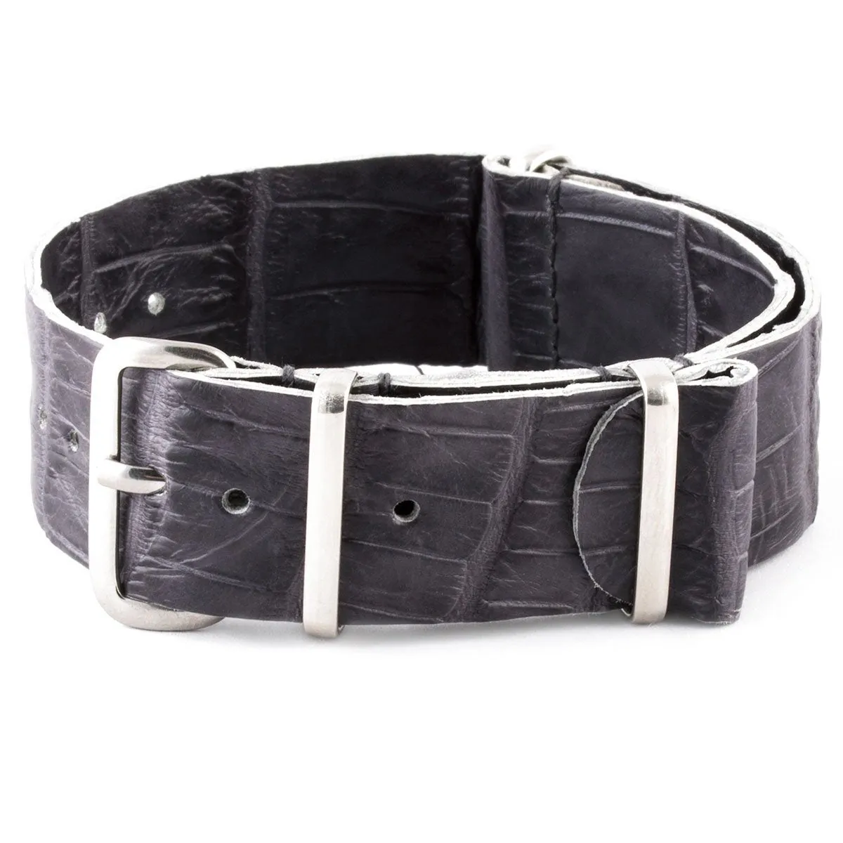a??Leather 100% Wild nato strap - Wild alligator (black, brown, blue, grey...)