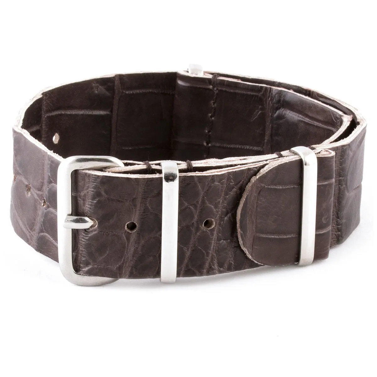 a??Leather 100% Wild nato strap - Wild alligator (black, brown, blue, grey...)