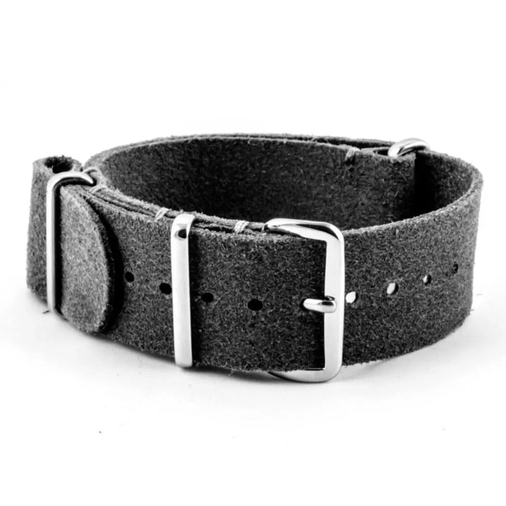a??Leather nato strap - Brushed calf (black, brown, grey, kaki)