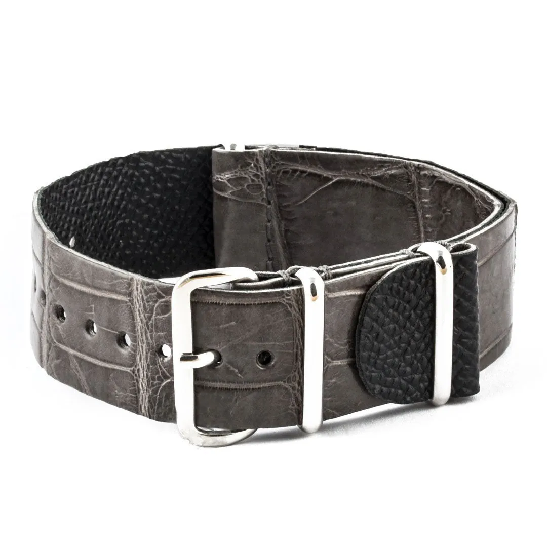 a??Leather Wild nato strap - Wild alligator / crocodile (black, brown, grey, blue, red, orange, green, orange, pink...)