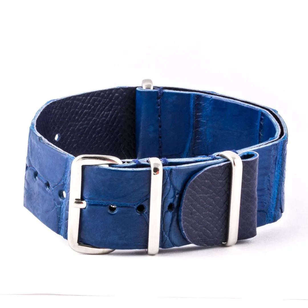 a??Leather Wild nato strap - Wild alligator / crocodile (black, brown, grey, blue, red, orange, green, orange, pink...)