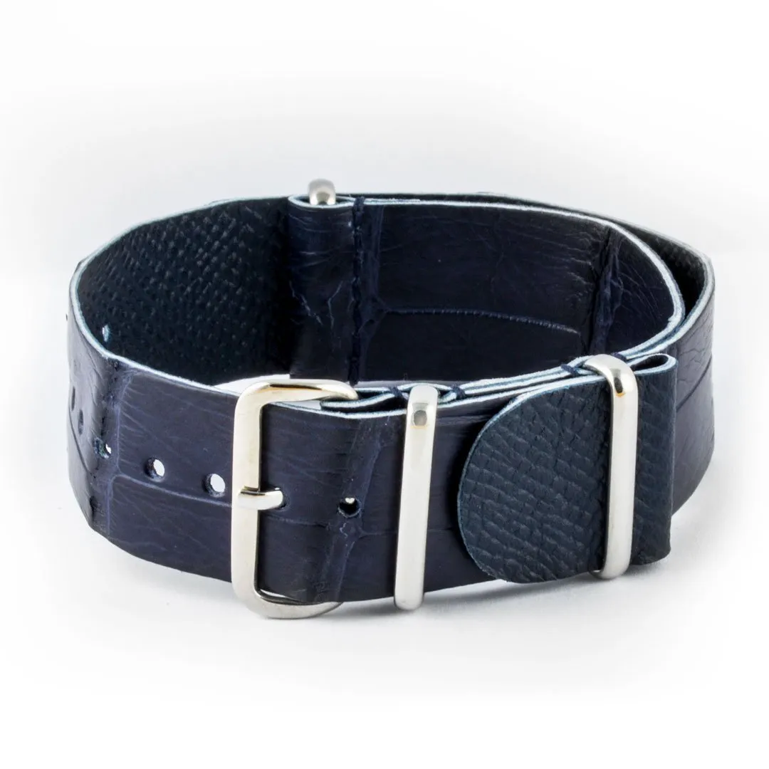 a??Leather Wild nato strap - Wild alligator / crocodile (black, brown, grey, blue, red, orange, green, orange, pink...)