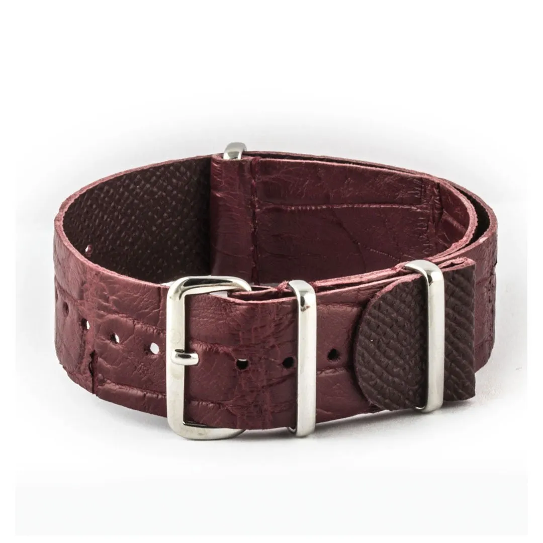 a??Leather Wild nato strap - Wild alligator / crocodile (black, brown, grey, blue, red, orange, green, orange, pink...)