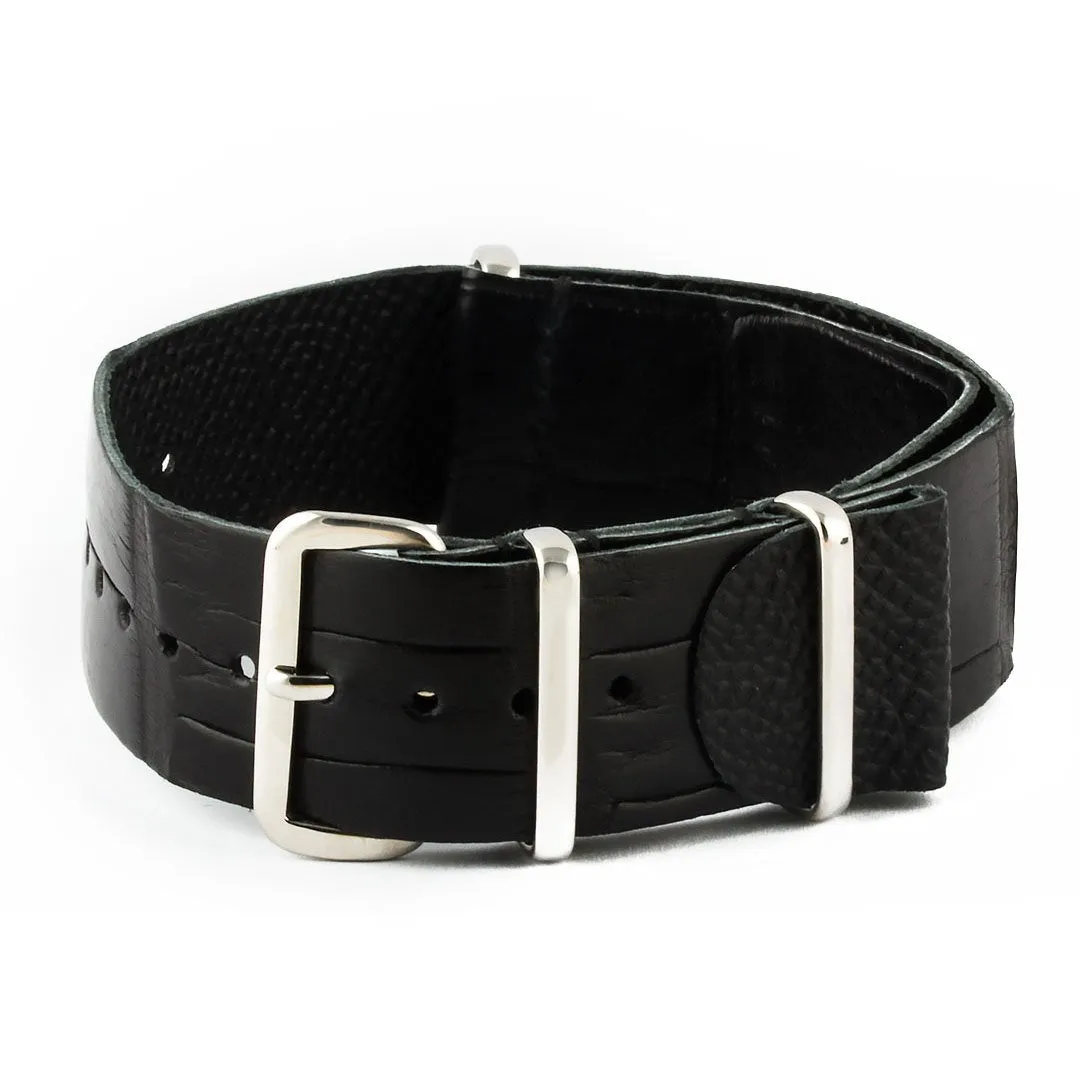 a??Leather Wild nato strap - Wild alligator / crocodile (black, brown, grey, blue, red, orange, green, orange, pink...)