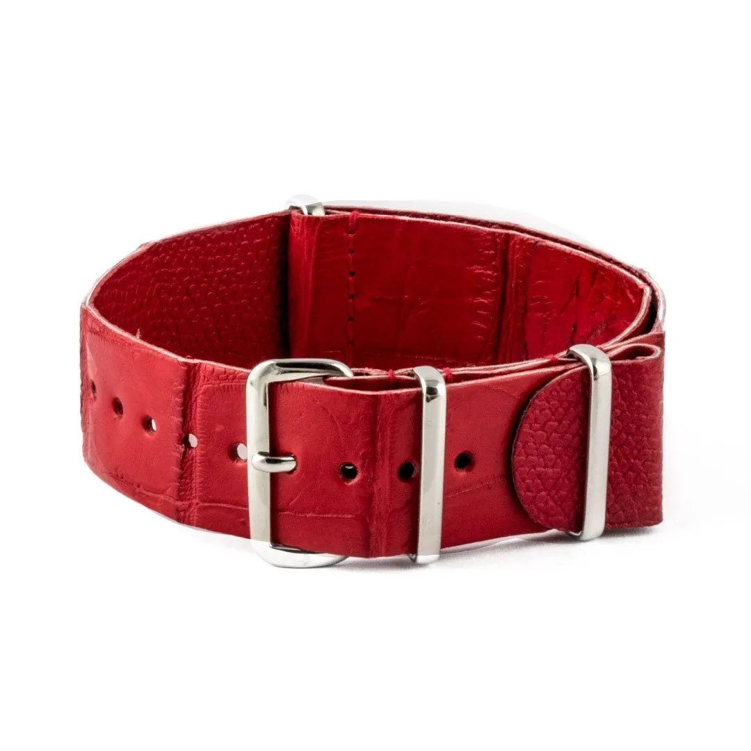 a??Leather Wild nato strap - Wild alligator / crocodile (black, brown, grey, blue, red, orange, green, orange, pink...)