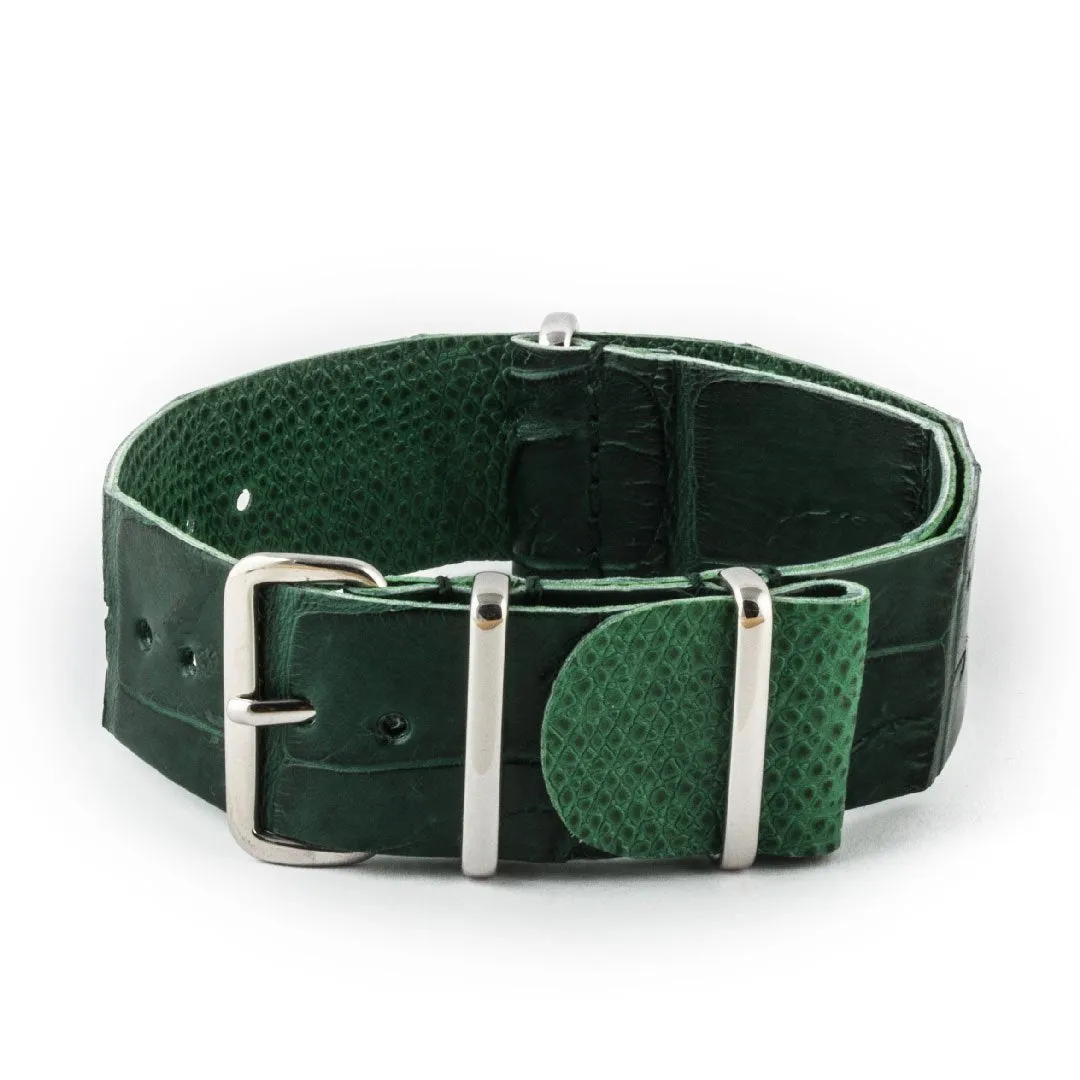 a??Leather Wild nato strap - Wild alligator / crocodile (black, brown, grey, blue, red, orange, green, orange, pink...)