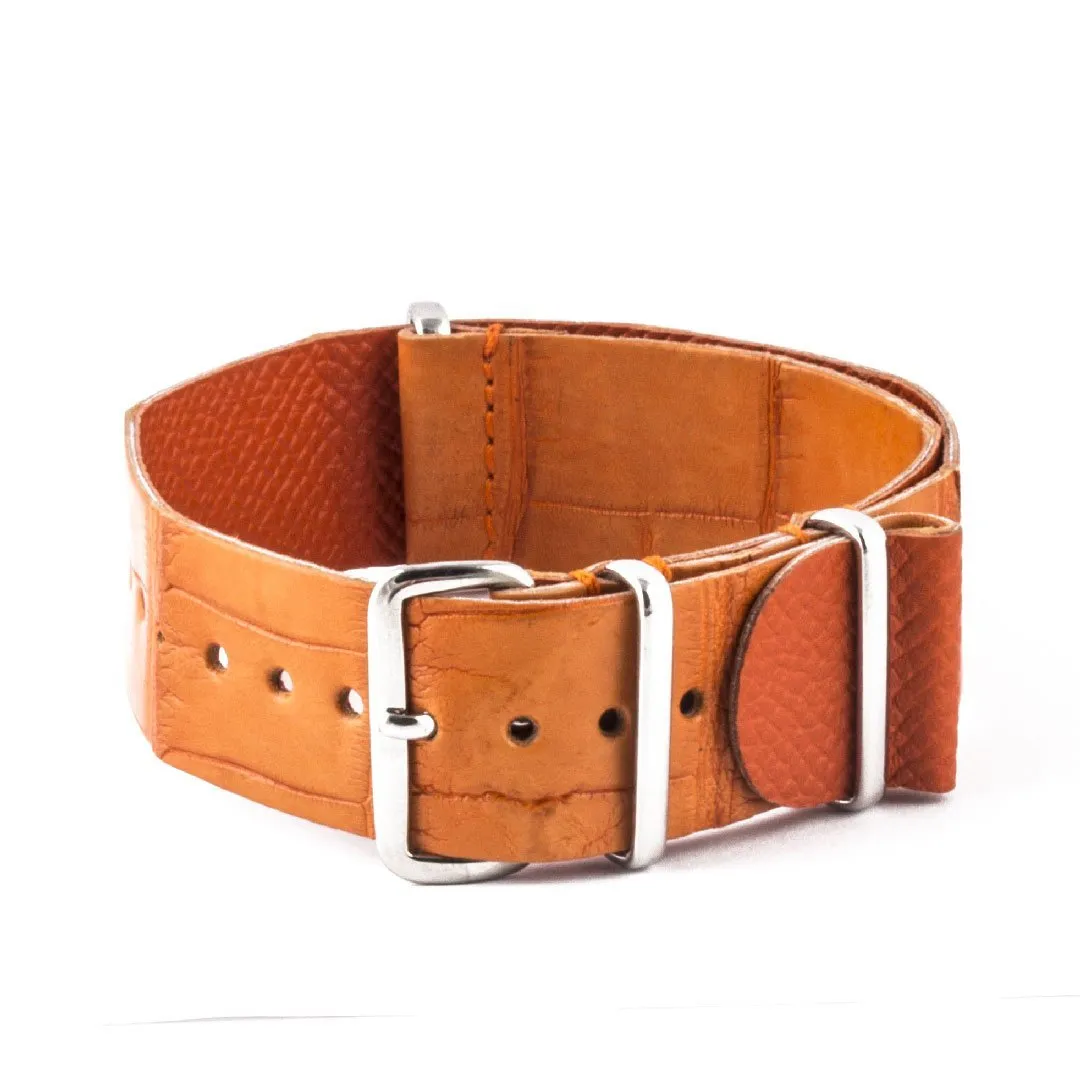 a??Leather Wild nato strap - Wild alligator / crocodile (black, brown, grey, blue, red, orange, green, orange, pink...)