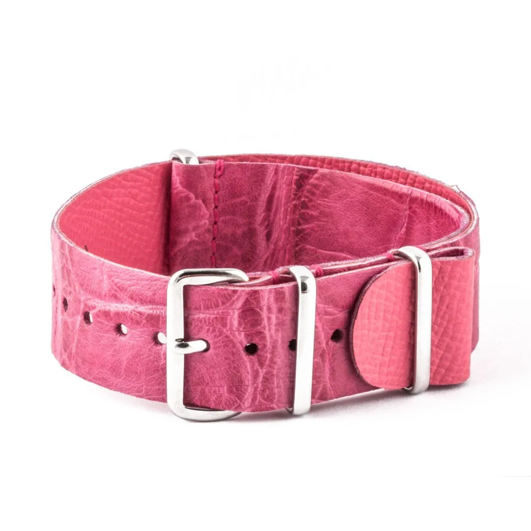 a??Leather Wild nato strap - Wild alligator / crocodile (black, brown, grey, blue, red, orange, green, orange, pink...)