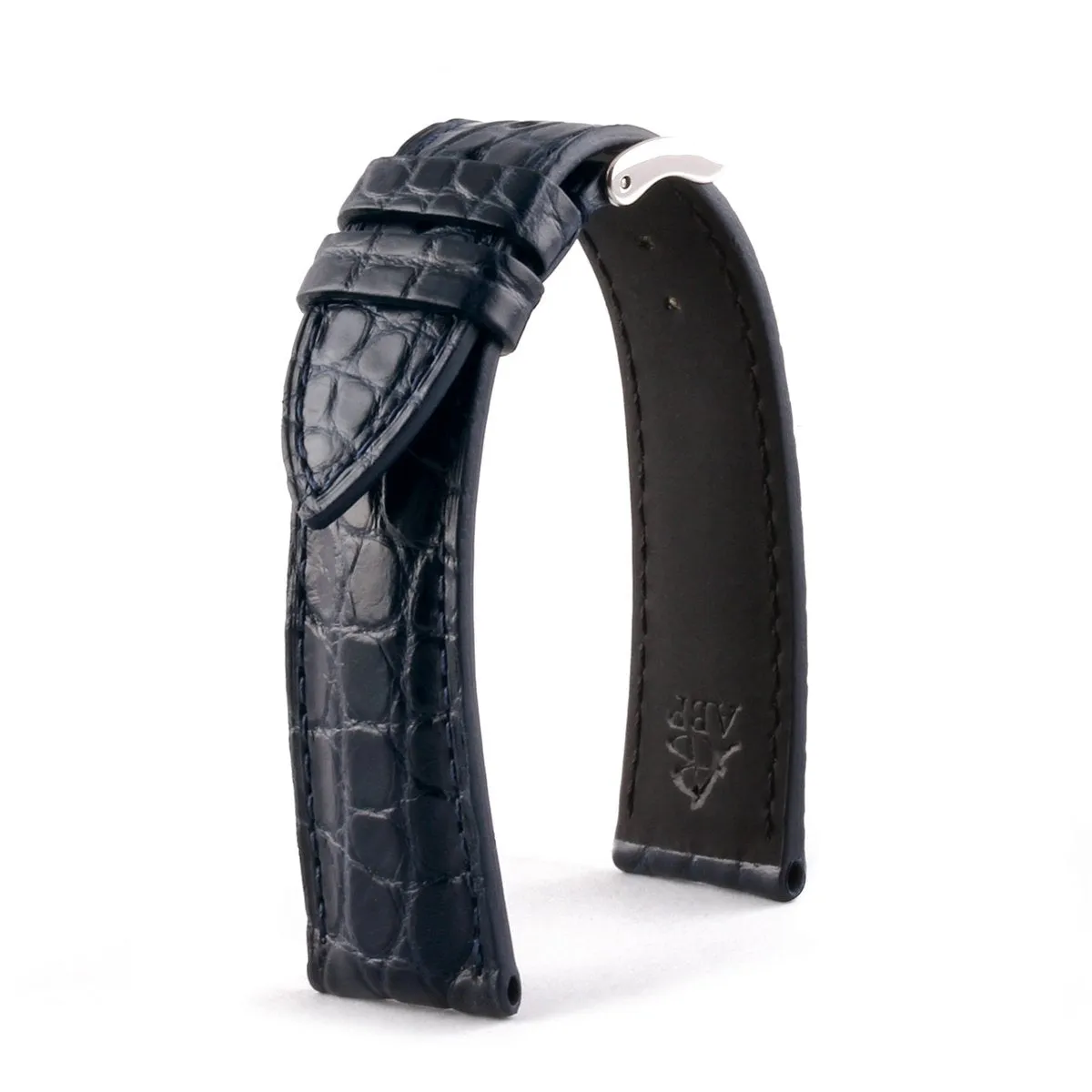 a??Luxury classic "Essentials" watch band - Genuine round scales alligator (black, brown, grey, blue)