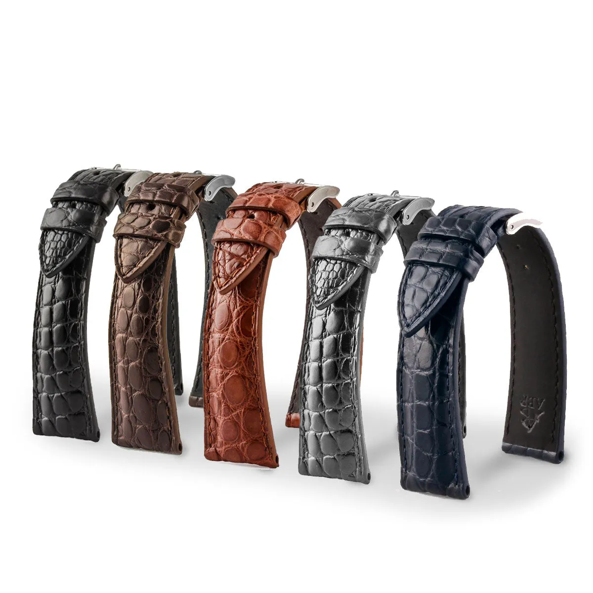 a??Luxury classic "Essentials" watch band - Genuine round scales alligator (black, brown, grey, blue) Luxury watch bands Limited edition watch bands