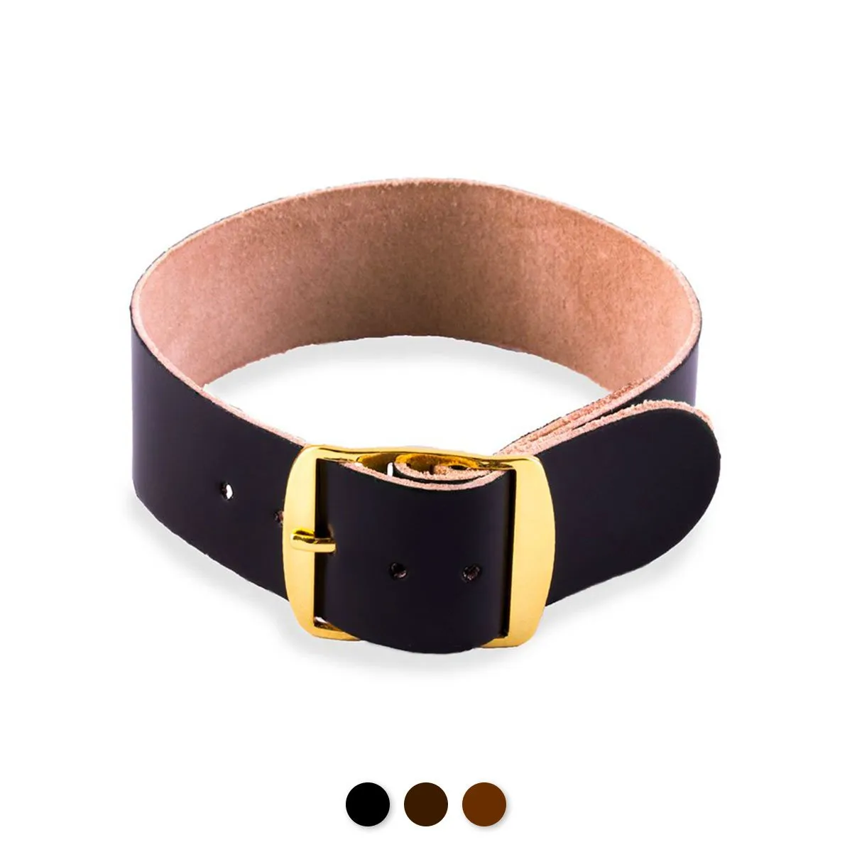 a??Perlon leather watchstrap - Cordovan (black, dark brown, medium brown)