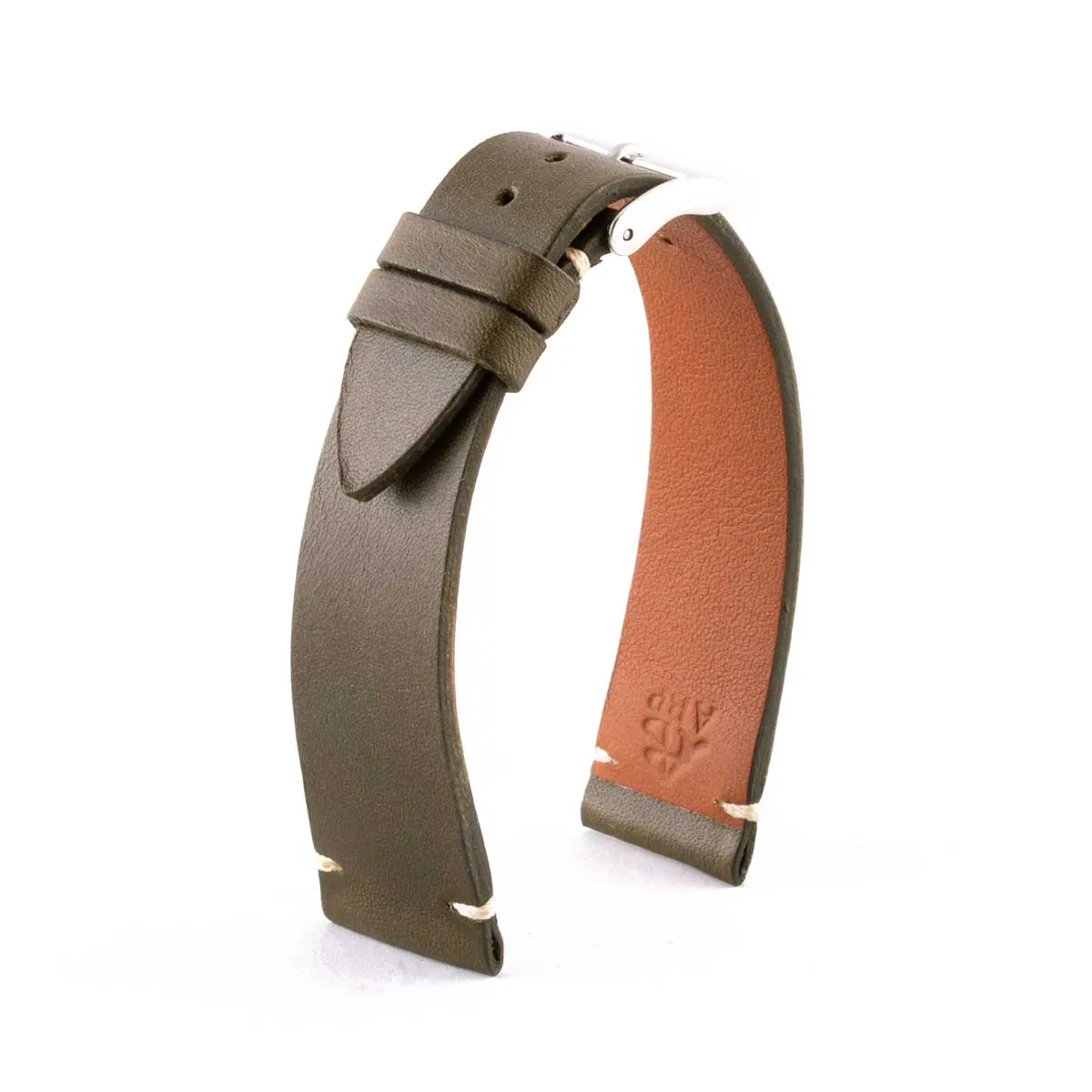 a??"Retro" watch band - Premium quality barenia type calf leather strap (black, brown, kaki, red, green)