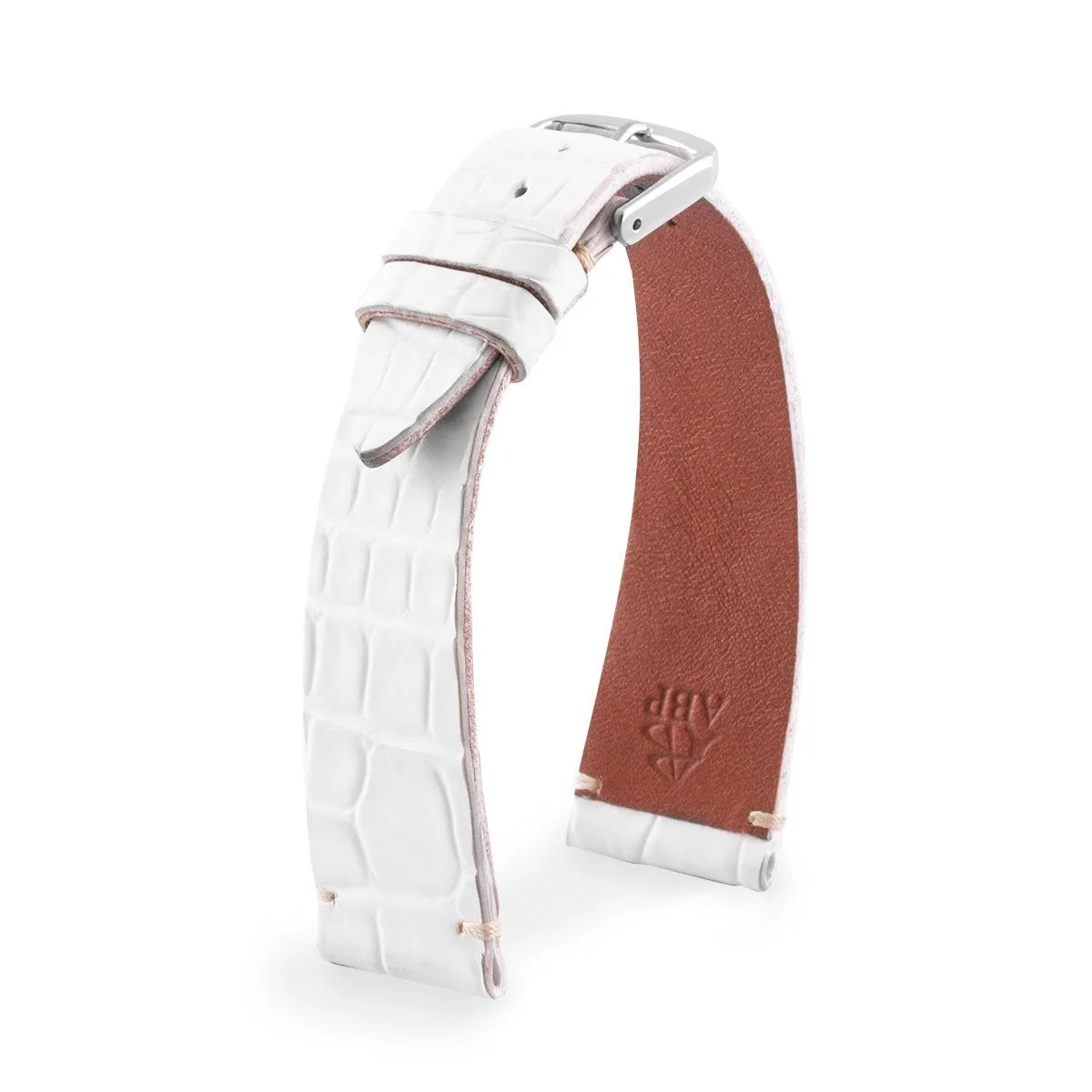 a??"Retro" watchband - Matt alligator leather strap (black, brown, grey, blue, white, burgundy, beige...)