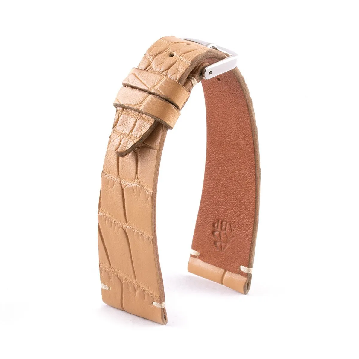 a??"Retro" watchband - Matt alligator leather strap (black, brown, grey, blue, white, burgundy, beige...)