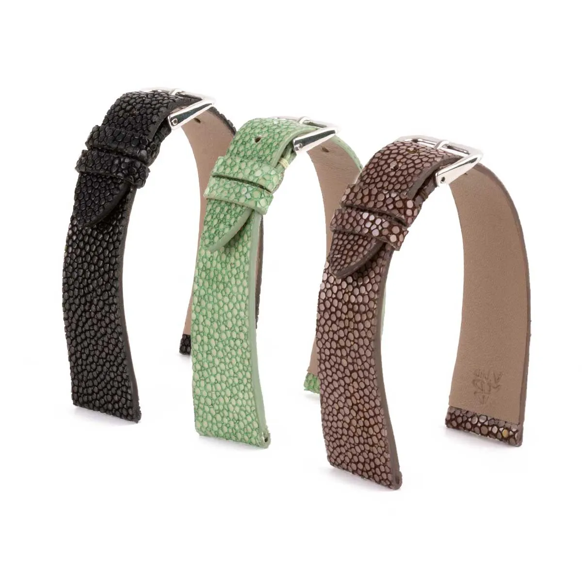 a??"Retro" watchband - Premium stingray leather strap (black, brown, green) Luxury watch bands Limited edition watch bands