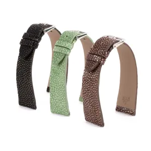 a??"Retro" watchband - Premium stingray leather strap (black, brown, green) Luxury watch bands Limited edition watch bands