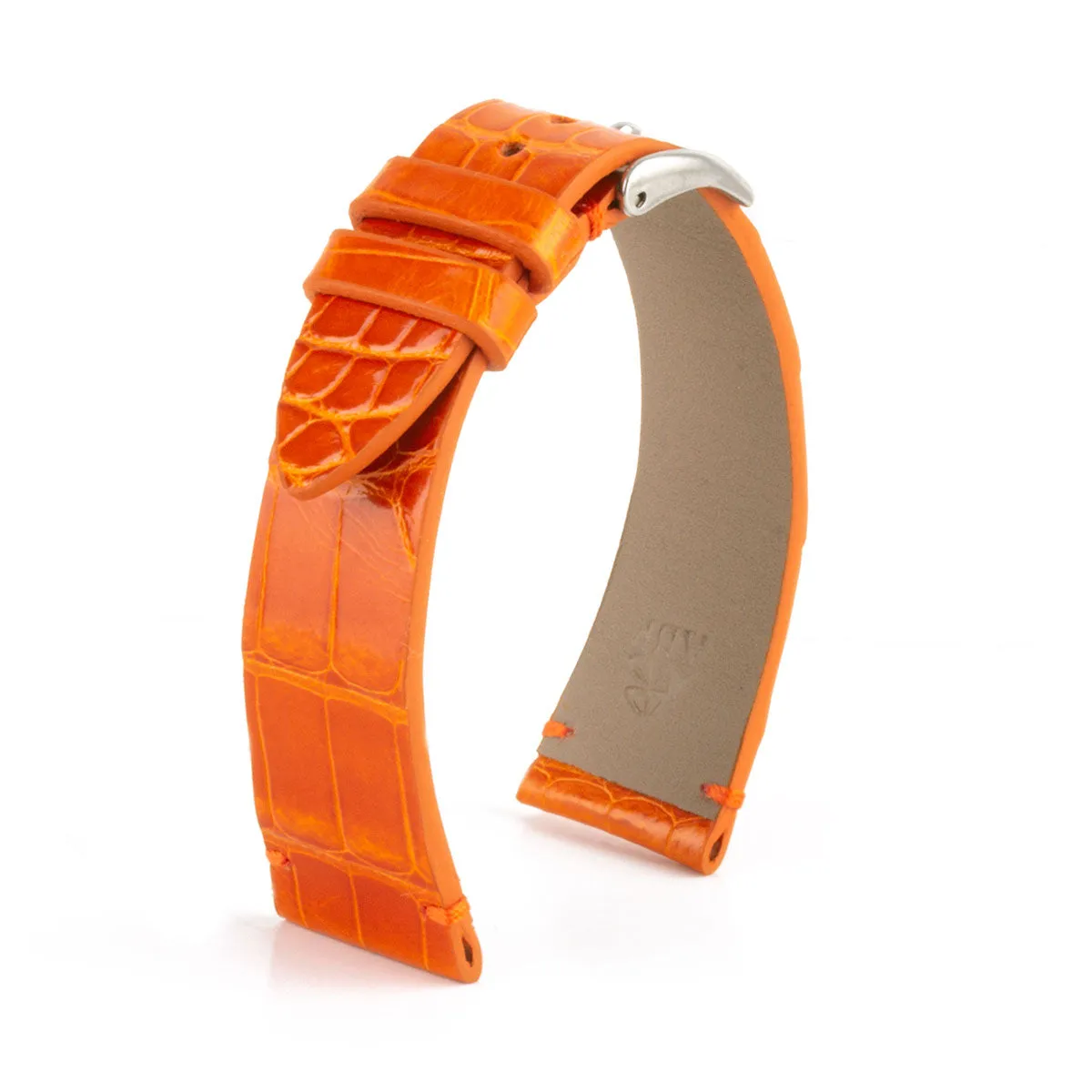 a??"Retro" watchband - Shiny alligator leather strap (black, blue, green, brown, burgundy, red, orange)