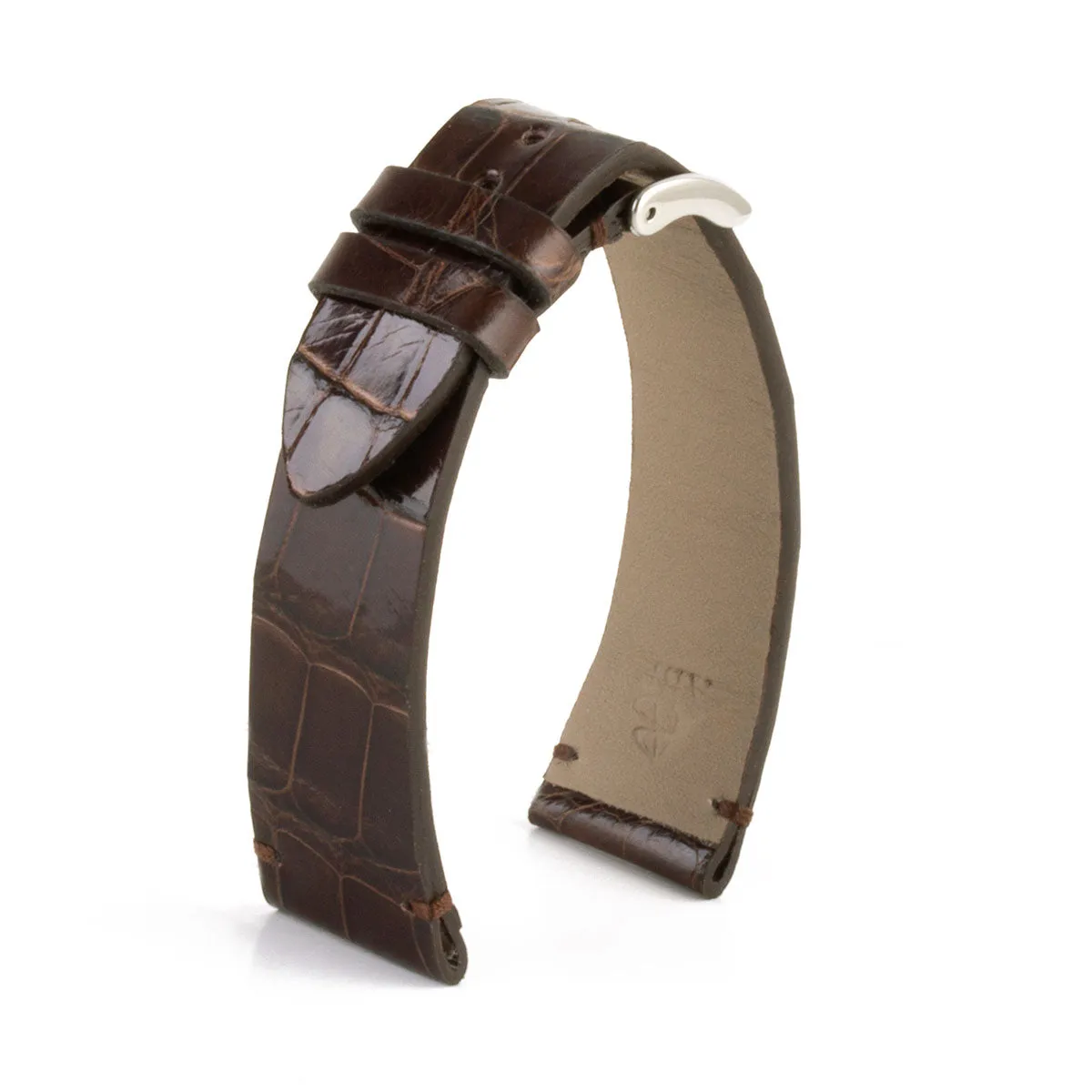 a??"Retro" watchband - Shiny alligator leather strap (black, blue, green, brown, burgundy, red, orange)