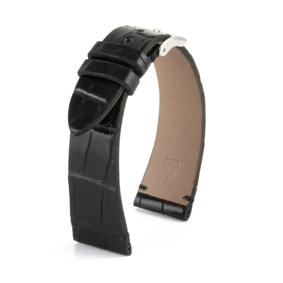 a??"Retro" watchband - Shiny alligator leather strap (black, blue, green, brown, burgundy, red, orange)