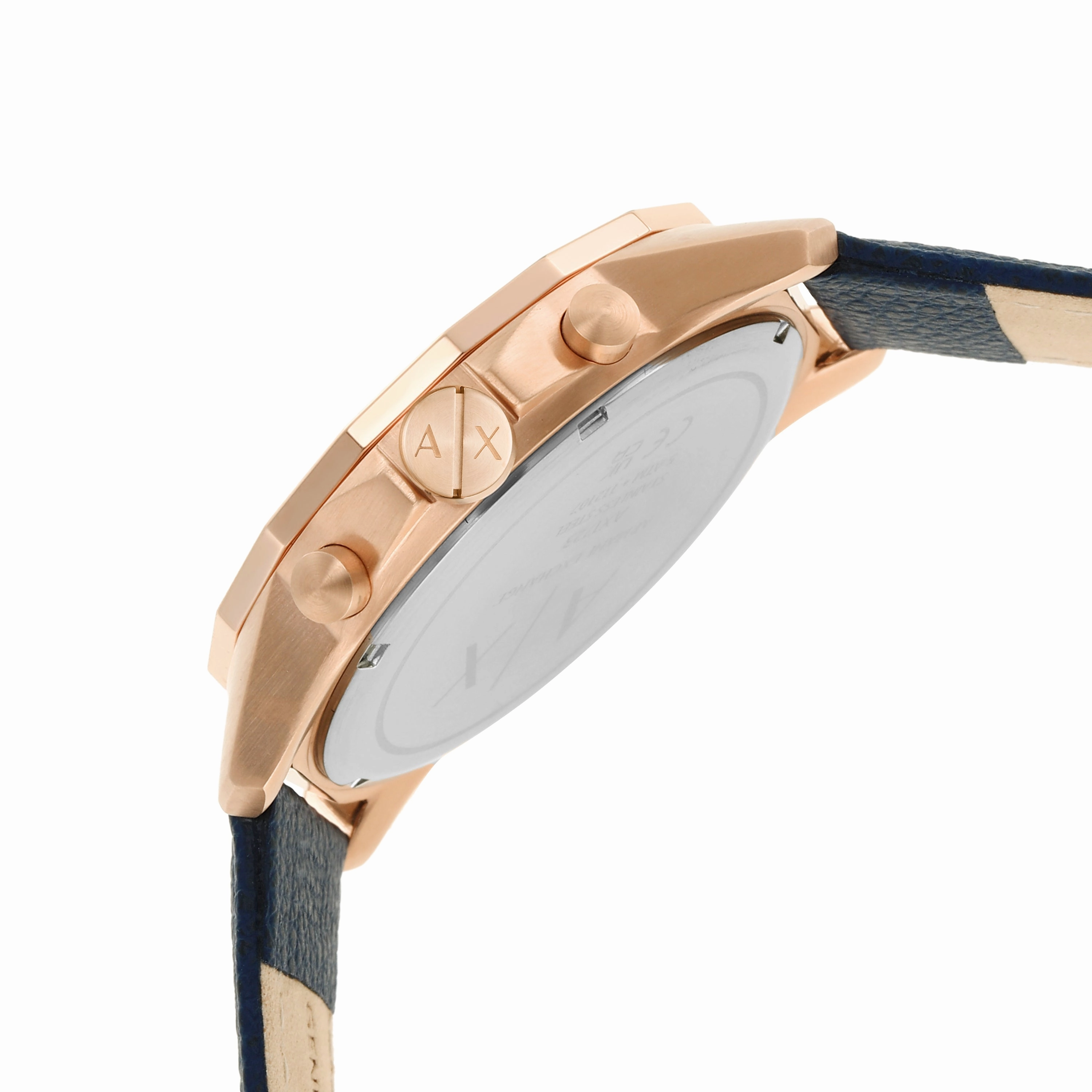 Armani Exchange Blue Leather Gold Mens Watch AX1723