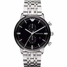 Armani Men's Watch - Classic Quartz Black Dial Stainless Steel Bracelet | AR0389 