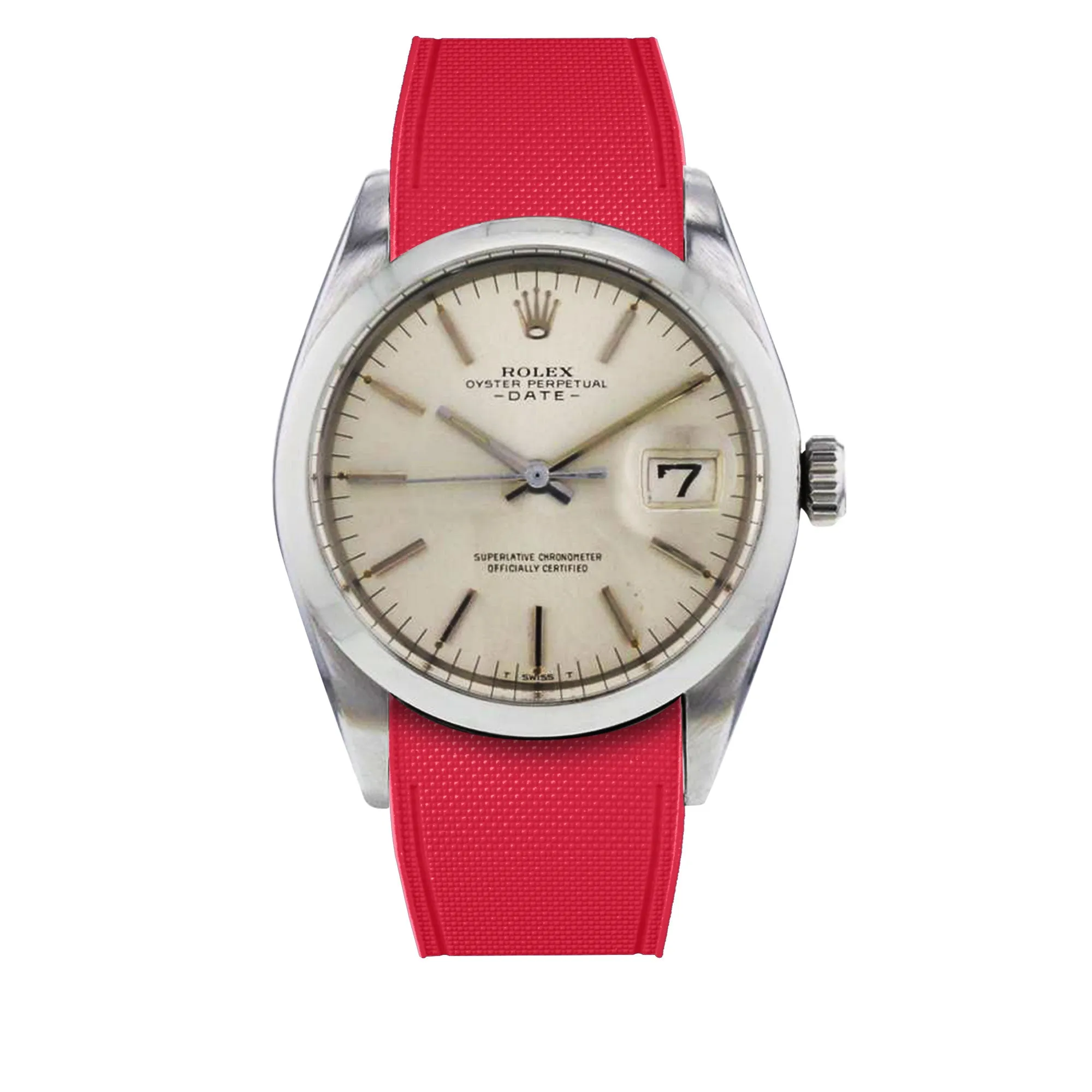 a??Rolex Oyster - R Strap Premium a?? Cordura pattern rubber watch band for Oyster Perpetual Date 35mm