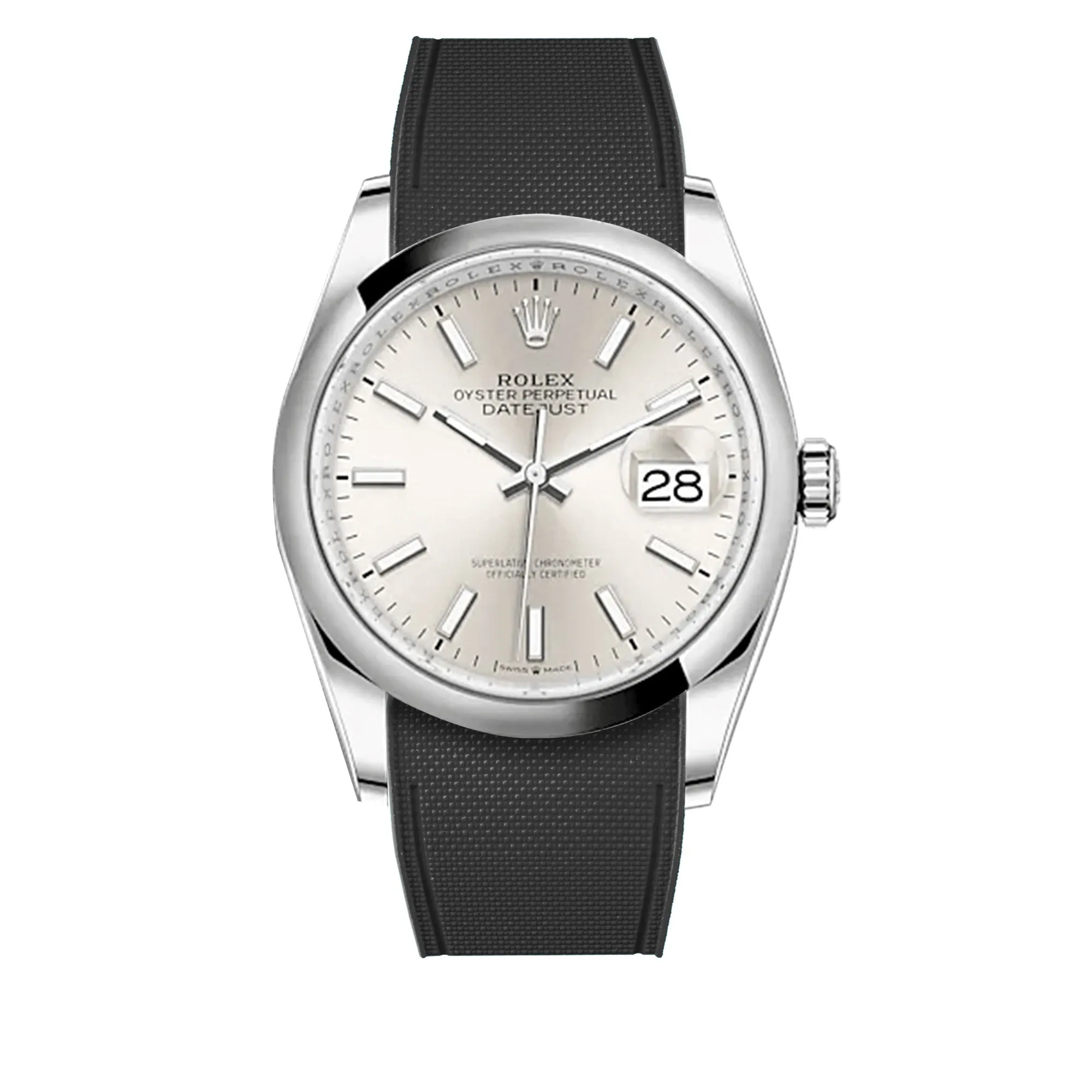 a??Rolex Oyster - R Strap Premium a?? Cordura pattern rubber watch band for Oyster Perpetual Datejust 36mm