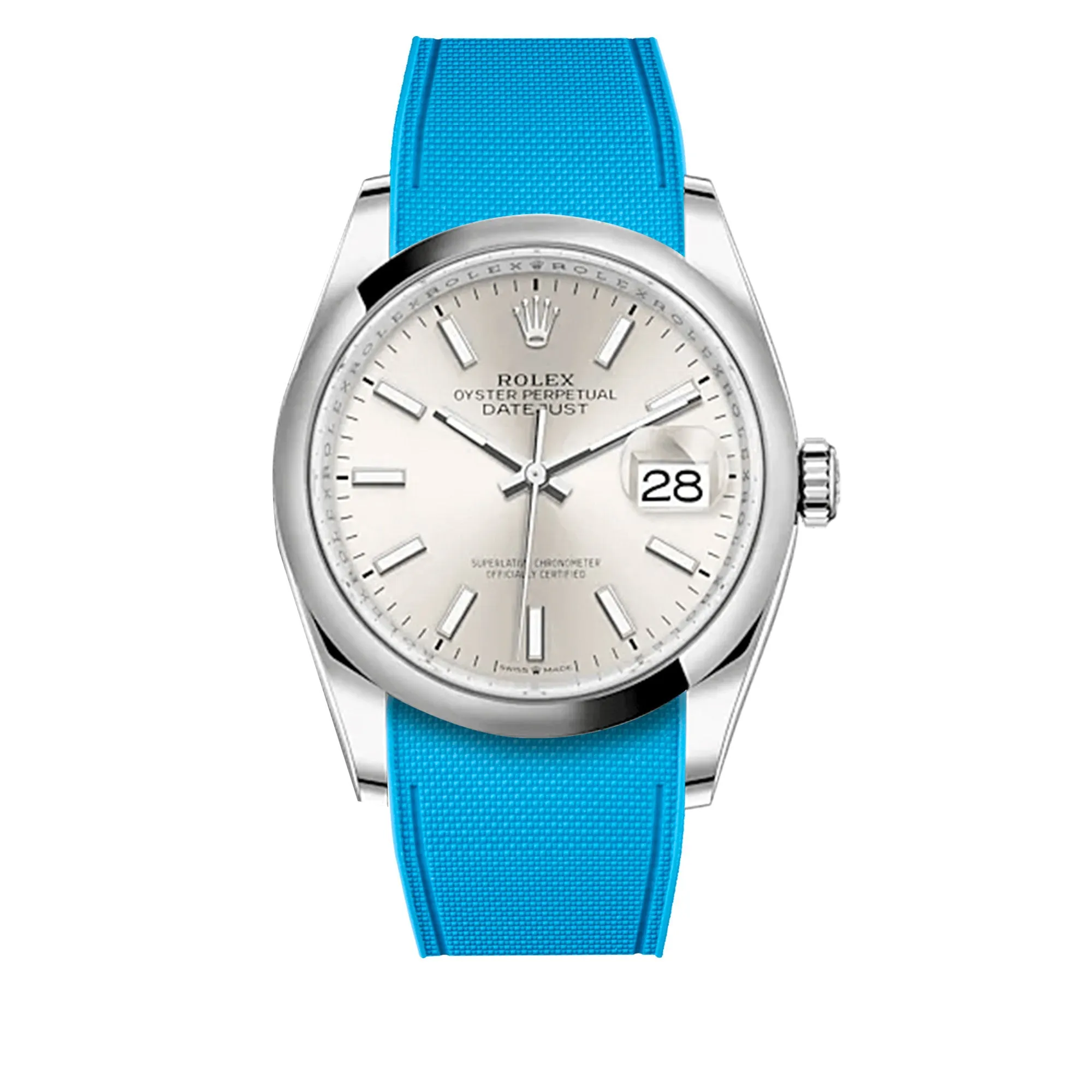 a??Rolex Oyster - R Strap Premium a?? Cordura pattern rubber watch band for Oyster Perpetual Datejust 36mm